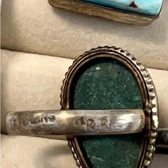 Old Arizona Turquoise Blue Web Sterling Silver Arrow Snake Ring, Size 6.75 - Picture 9 of 9